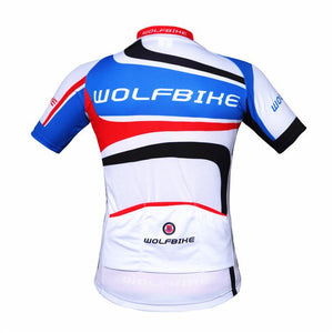 WOLFBIKE White Blue Short Sleeve Cycling Jersey - enjoy-outdoor-sport