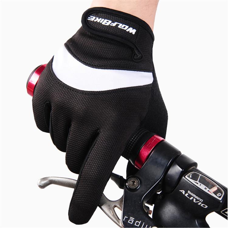 WOLFBIKE Black White Cycling Full Finger Gloves - enjoy-outdoor-sport