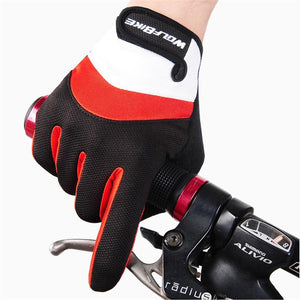 WOLFBIKE Red White Cycling Full Finger Gloves - enjoy-outdoor-sport