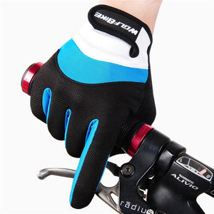 WOLFBIKE Blue White Cycling Full Finger Gloves - enjoy-outdoor-sport