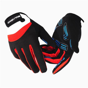 WOLFBIKE Red White Cycling Full Finger Gloves - enjoy-outdoor-sport