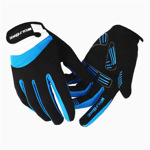 WOLFBIKE Blue White Cycling Full Finger Gloves - enjoy-outdoor-sport