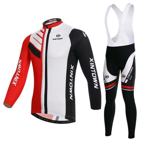 XINTOWN White and Red Long Sleeve Cycling Jersey Set - enjoy-outdoor-sport