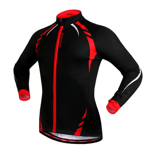 WOSAWE Black Red Long Sleeve Cycling Jersey Top - enjoy-outdoor-sport