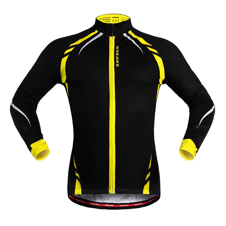 WOSAWE Black Yellow Long Sleeve Cycling Jersey Top - enjoy-outdoor-sport