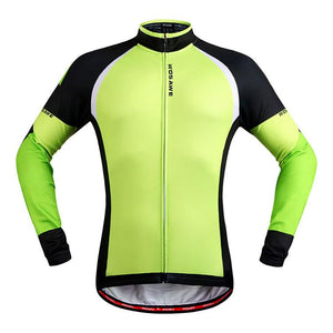 WOSAWE Green Black Long Sleeve Cycling Jersey - enjoy-outdoor-sport