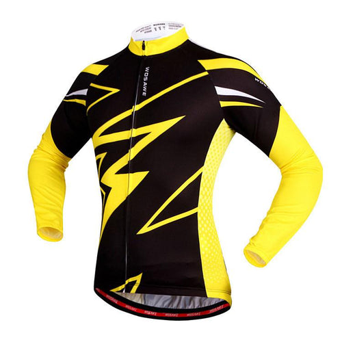 WOSAWE Yellow Black Long Sleeve Cycling Jersey - enjoy-outdoor-sport