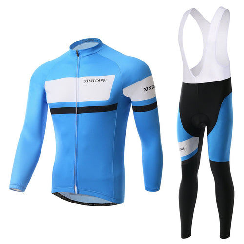 Blue Quick-Dry Long Sleeve Cycling Jersey Set - enjoy-outdoor-sport