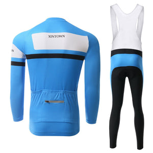 Blue Quick-Dry Long Sleeve Cycling Jersey Set - enjoy-outdoor-sport