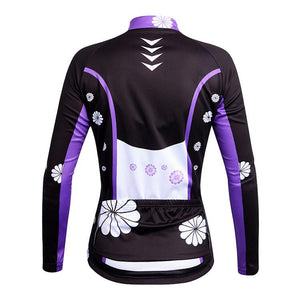 WOSAWE Flowers White Black Long Sleeve Cycling Jersey - enjoy-outdoor-sport