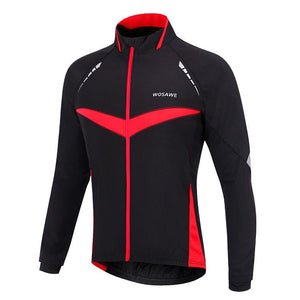 WOSAWE Warm Winter Fall Black Red Long Sleeve Cycling Jersey - enjoy-outdoor-sport
