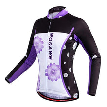 WOSAWE Flowers White Black Long Sleeve Cycling Jersey - enjoy-outdoor-sport