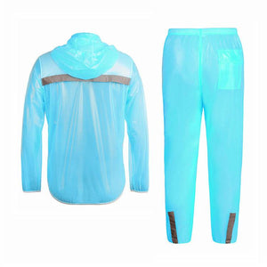 WOSAWE Waterproof Windproof Blue Cycling Rain Coats Jackets Set