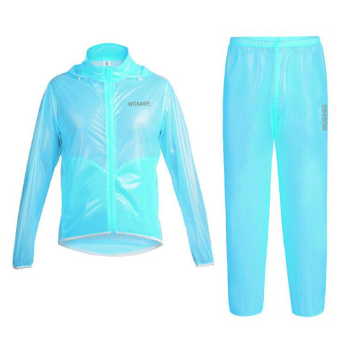 WOSAWE Waterproof Windproof Blue Cycling Rain Coats Jackets Set - enjoy-outdoor-sport