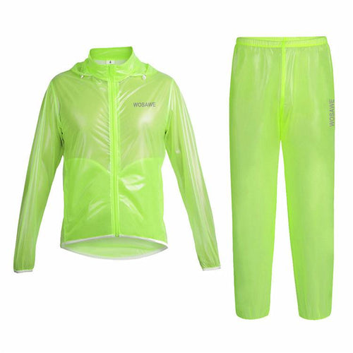 WOSAWE Waterproof Windproof Green Cycling Rain Coats Jackets Set - enjoy-outdoor-sport