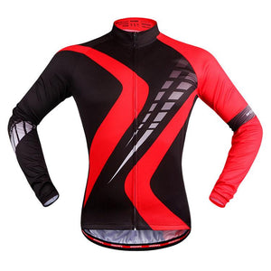 WOSAWE Red and Black Long Sleeve Cycling Jersey Top - enjoy-outdoor-sport