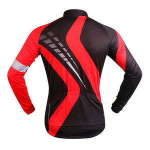 WOSAWE Red and Black Long Sleeve Cycling Jersey Top - enjoy-outdoor-sport