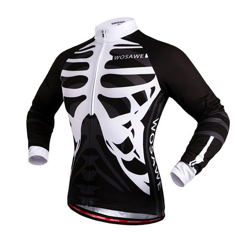 WOSAWE Bone White and Black Long Sleeve Cycling Jersey - enjoy-outdoor-sport