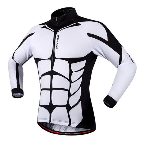 WOSAWE Muscle White Long Sleeve Cycling Jersey - enjoy-outdoor-sport