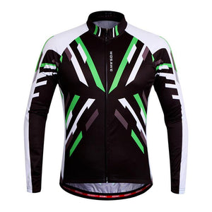 WOSAWE Warm Winter Fall Black White Long Sleeve Cycling Jersey - enjoy-outdoor-sport