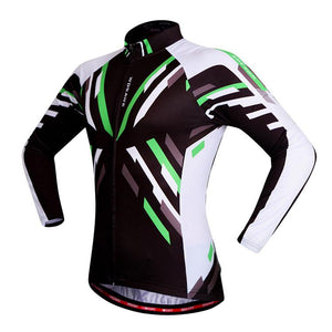 WOSAWE Warm Winter Fall Black White Long Sleeve Cycling Jersey - enjoy-outdoor-sport