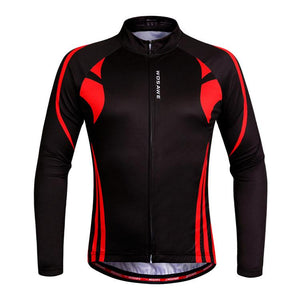 WOSAWE Warm Winter Fall Black Long Sleeve Cycling Jersey - enjoy-outdoor-sport
