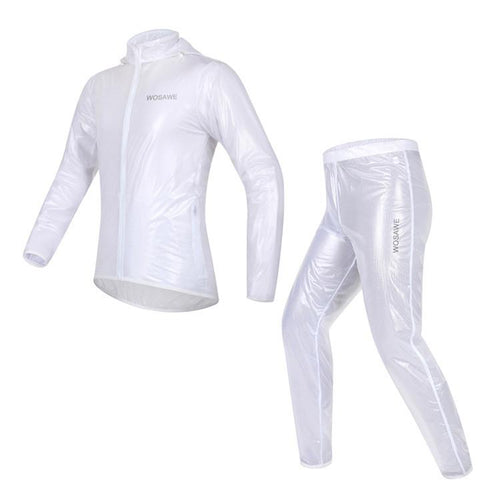 WOSAWE Waterproof Windproof White Cycling Rain Coats Jackets Set - enjoy-outdoor-sport