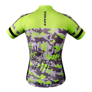 WOSAWE Green Grey Short Sleeve Cycling Jersey - enjoy-outdoor-sport