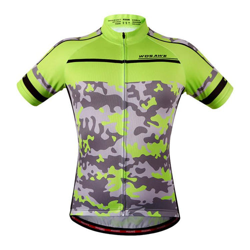WOSAWE Green Grey Short Sleeve Cycling Jersey - enjoy-outdoor-sport