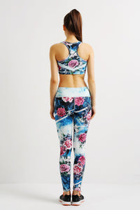 Print Red-White Amazing Flowers Sports Bra - Women