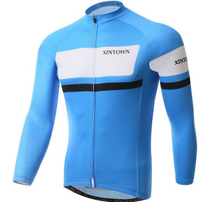 Blue Quick-Dry Long Sleeve Cycling Jersey Set - enjoy-outdoor-sport