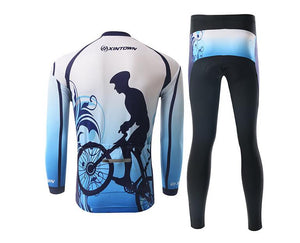 Blue Cyclist Long Sleeve Cycling Jersey Set - enjoy-outdoor-sport