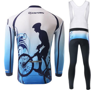 Blue Cyclist Long Sleeve Cycling Jersey Set - enjoy-outdoor-sport