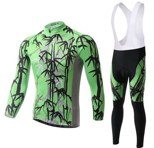 Green Bamboo Long Sleeve Cycling Jersey Set - enjoy-outdoor-sport