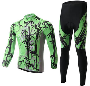 Green Bamboo Long Sleeve Cycling Jersey Set - enjoy-outdoor-sport