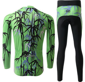 Green Bamboo Long Sleeve Cycling Jersey Set - enjoy-outdoor-sport