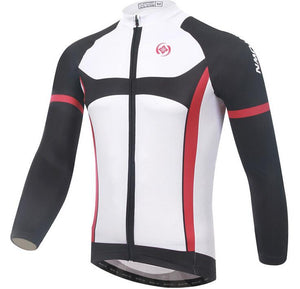 White and black Long Sleeve Cycling Jersey Set - enjoy-outdoor-sport