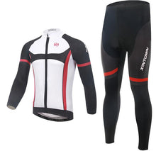 White and black Long Sleeve Cycling Jersey Set - enjoy-outdoor-sport