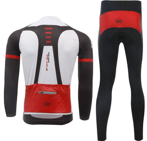 White and black Long Sleeve Cycling Jersey Set - enjoy-outdoor-sport