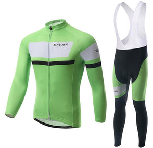 Super Comfortable Green Long Sleeve Cycling Jersey Set - enjoy-outdoor-sport