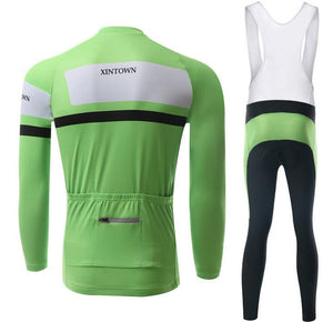 Super Comfortable Green Long Sleeve Cycling Jersey Set - enjoy-outdoor-sport