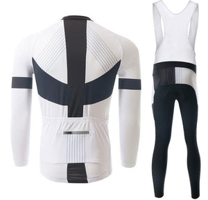 White Two Wheels Long Sleeve Cycling Jersey Set - enjoy-outdoor-sport