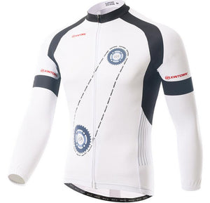 White Two Wheels Long Sleeve Cycling Jersey Set - enjoy-outdoor-sport