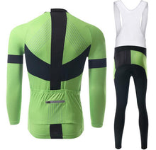 Green Two Wheels Long Sleeve Cycling Jersey Set - enjoy-outdoor-sport