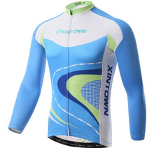 Blue Green Crooked Road Long Sleeve Cycling Jersey Set - enjoy-outdoor-sport