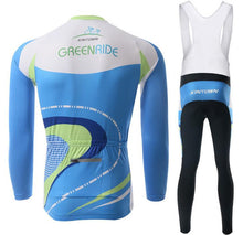 Blue Green Crooked Road Long Sleeve Cycling Jersey Set - enjoy-outdoor-sport