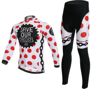 Red white Gear Long Sleeve Cycling Jersey Set - enjoy-outdoor-sport