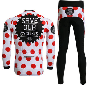 Red white Gear Long Sleeve Cycling Jersey Set - enjoy-outdoor-sport