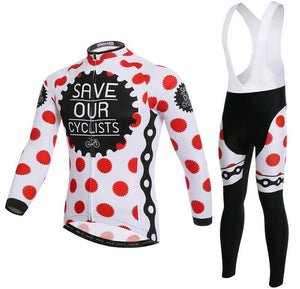 Red white Gear Long Sleeve Cycling Jersey Set - enjoy-outdoor-sport