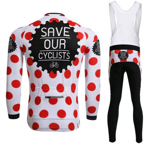 Red white Gear Long Sleeve Cycling Jersey Set - enjoy-outdoor-sport